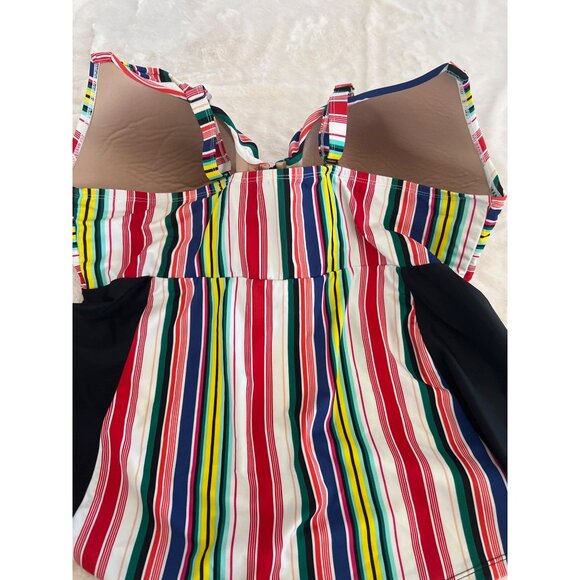 Cacique Swim by Lane Bryant‎ Striped Underwire Tankini Top 46DDD - Picture 3 of 6